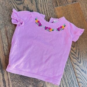 Purple floral janie and jack sweater top short sleeve 6-12 months baby sale